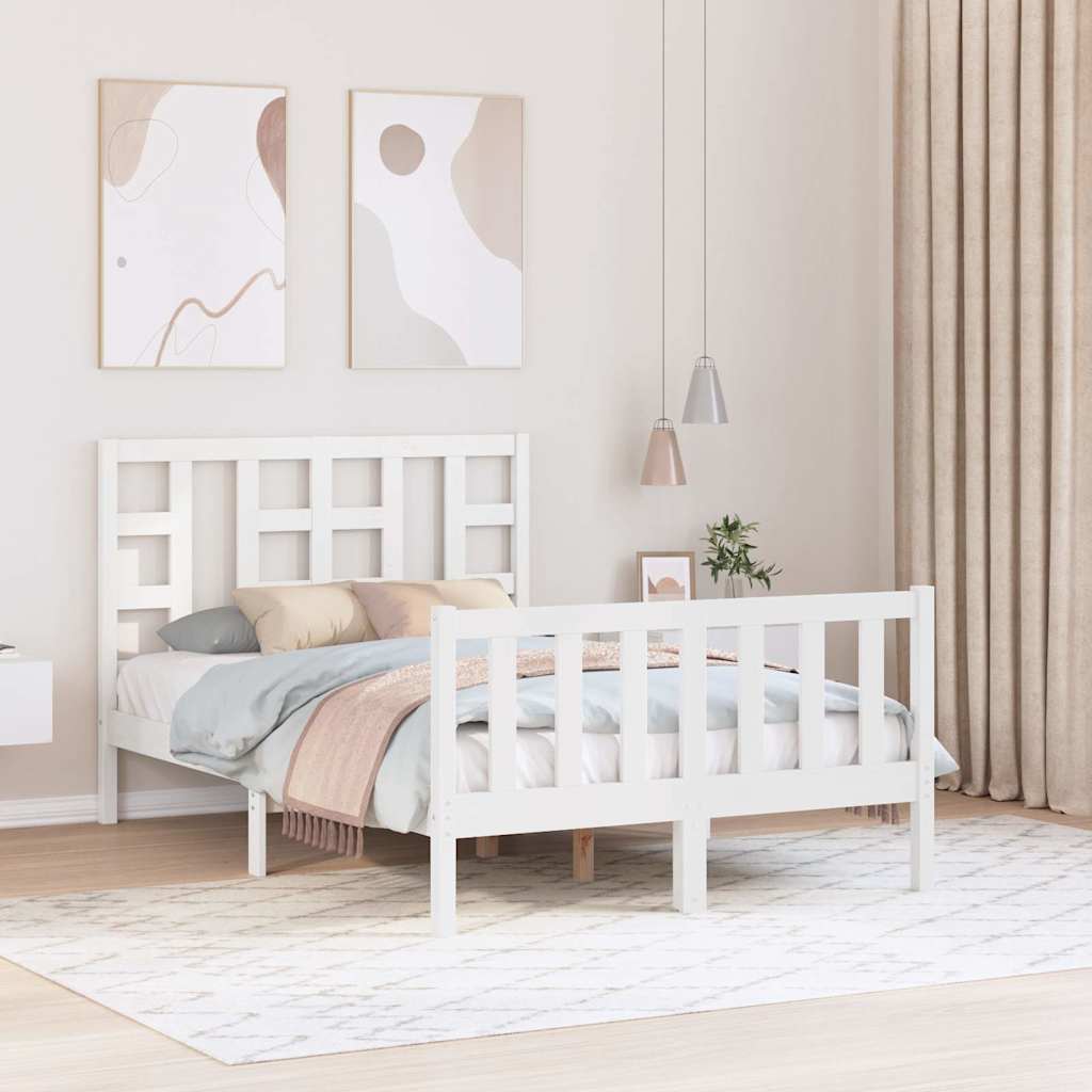 Cadre de lit sans matelas blanc bois de pin massif