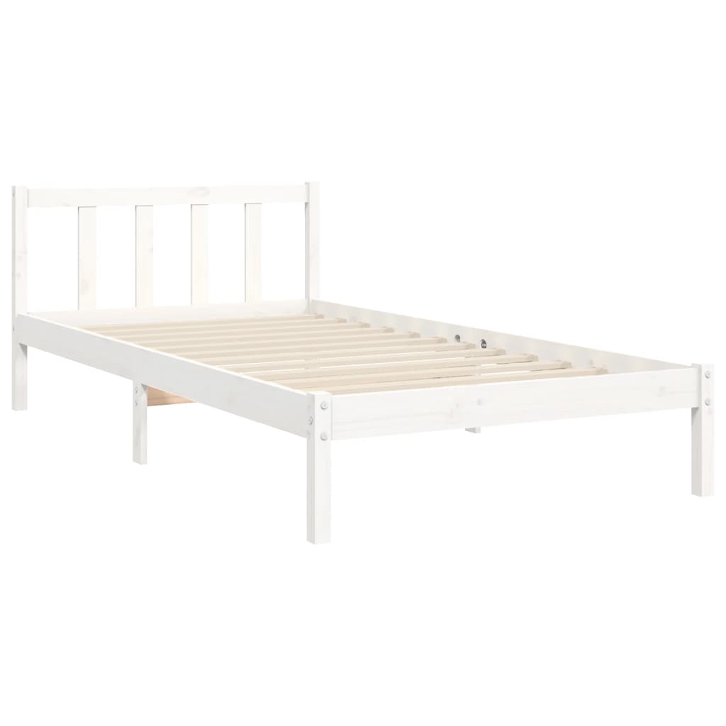 Cadre de lit sans matelas blanc 100x200 cm bois de pin massif - XIOS