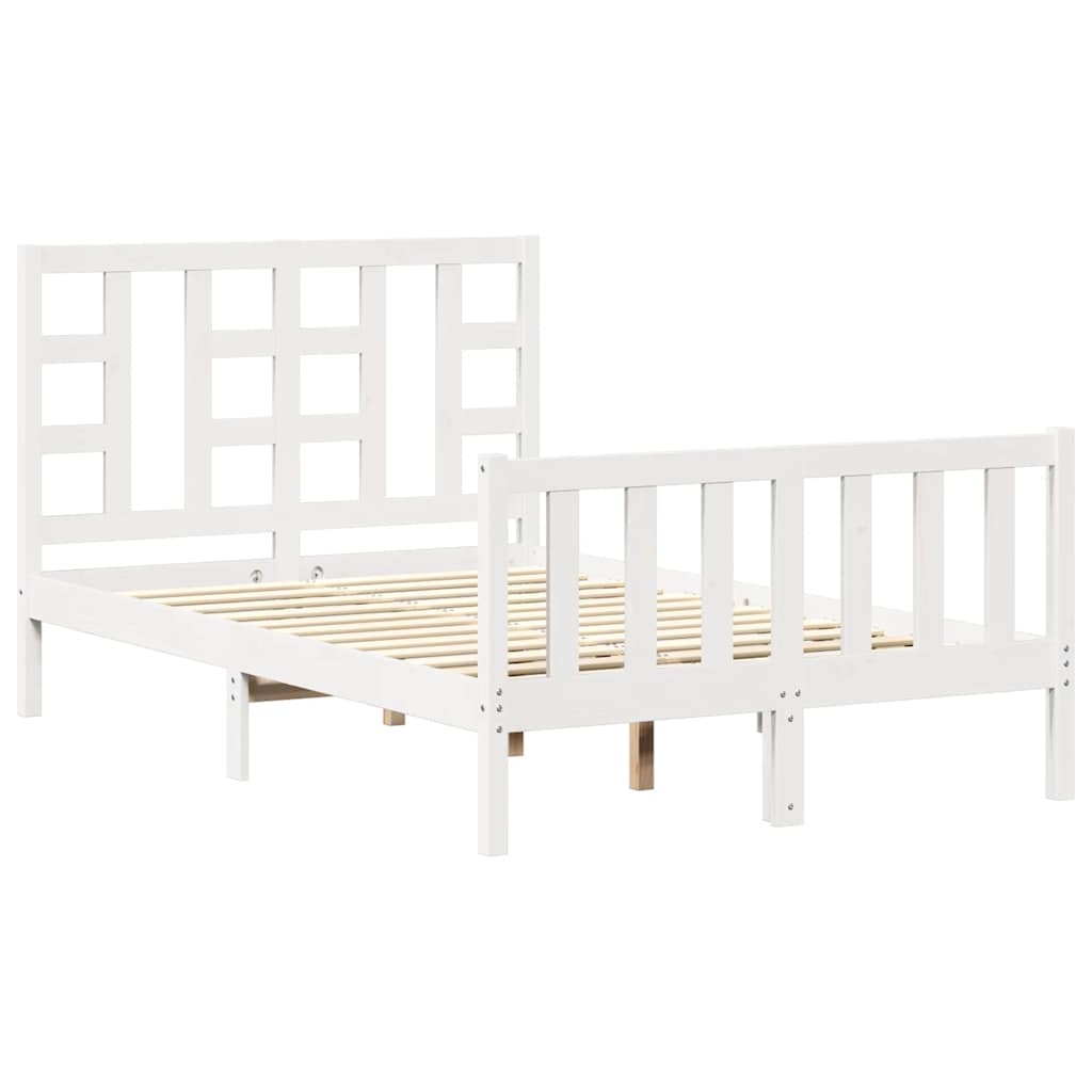 Cadre de lit sans matelas blanc 120x200 cm bois de pin massif
