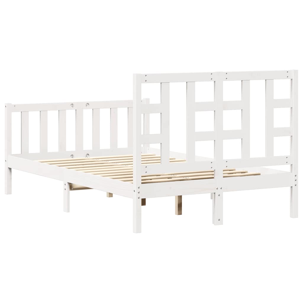 Cadre de lit sans matelas blanc 120x200 cm bois de pin massif