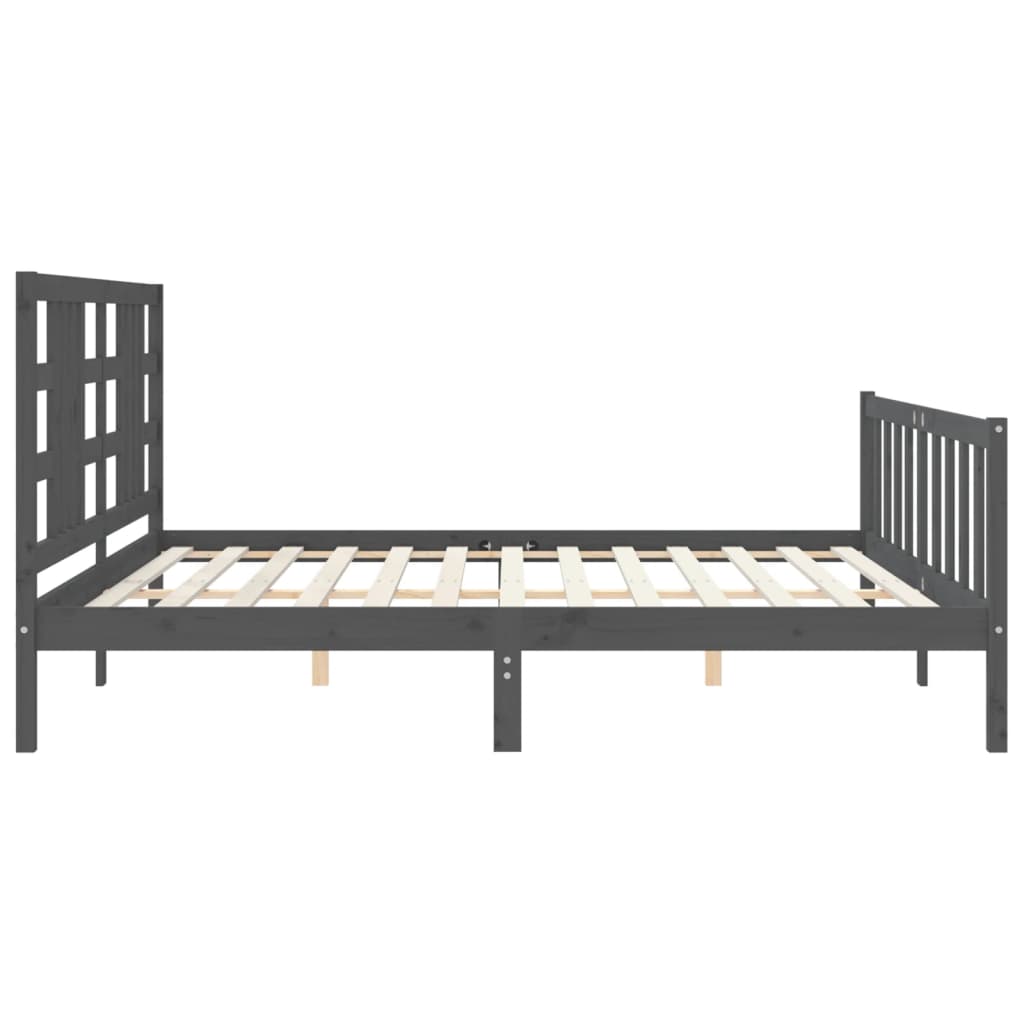 Cadre de lit sans matelas gris 200x200 cm bois massif de pin - XIOS
