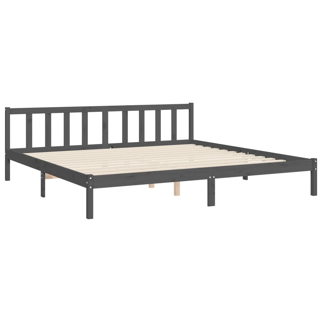 Cadre de lit sans matelas gris 200x200 cm bois massif de pin - XIOS