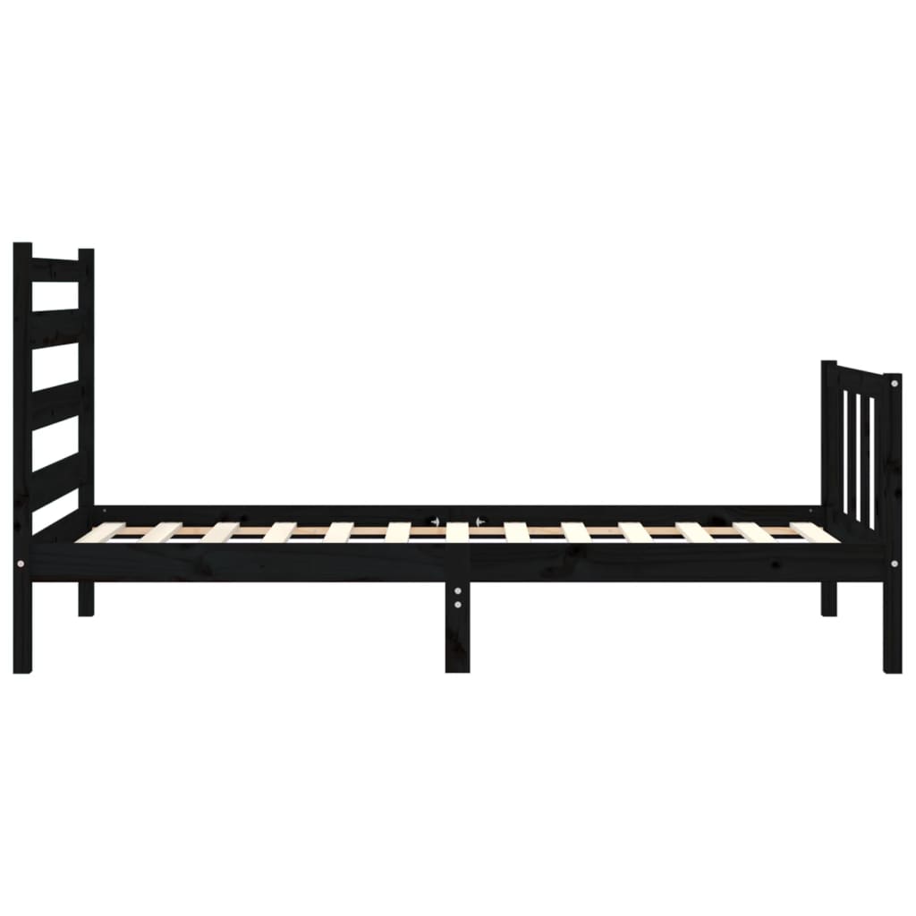 Cadre de lit sans matelas noir bois de pin massif - XIOS