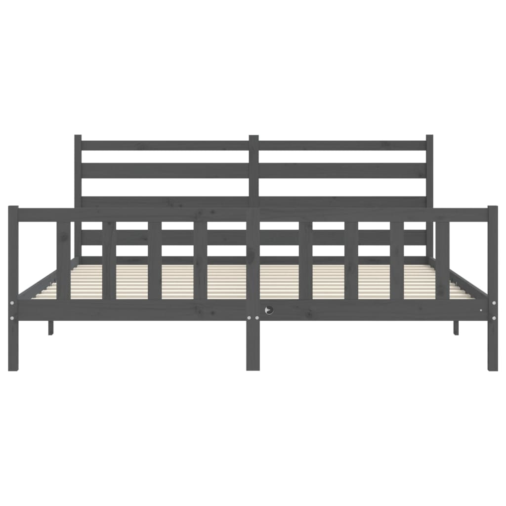 Cadre de lit sans matelas gris 200x200 cm bois massif de pin - XIOS