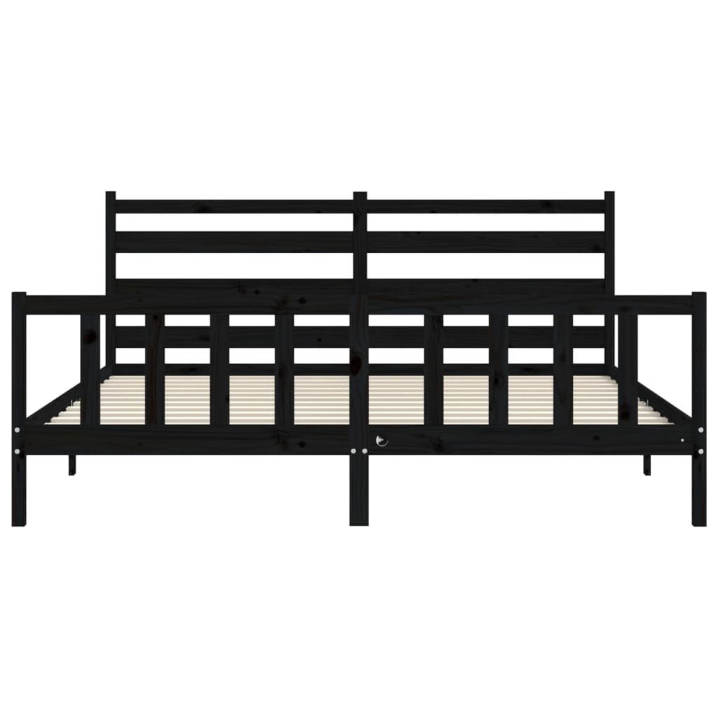 Cadre de lit sans matelas noir 200x200 cm bois massif de pin - XIOS