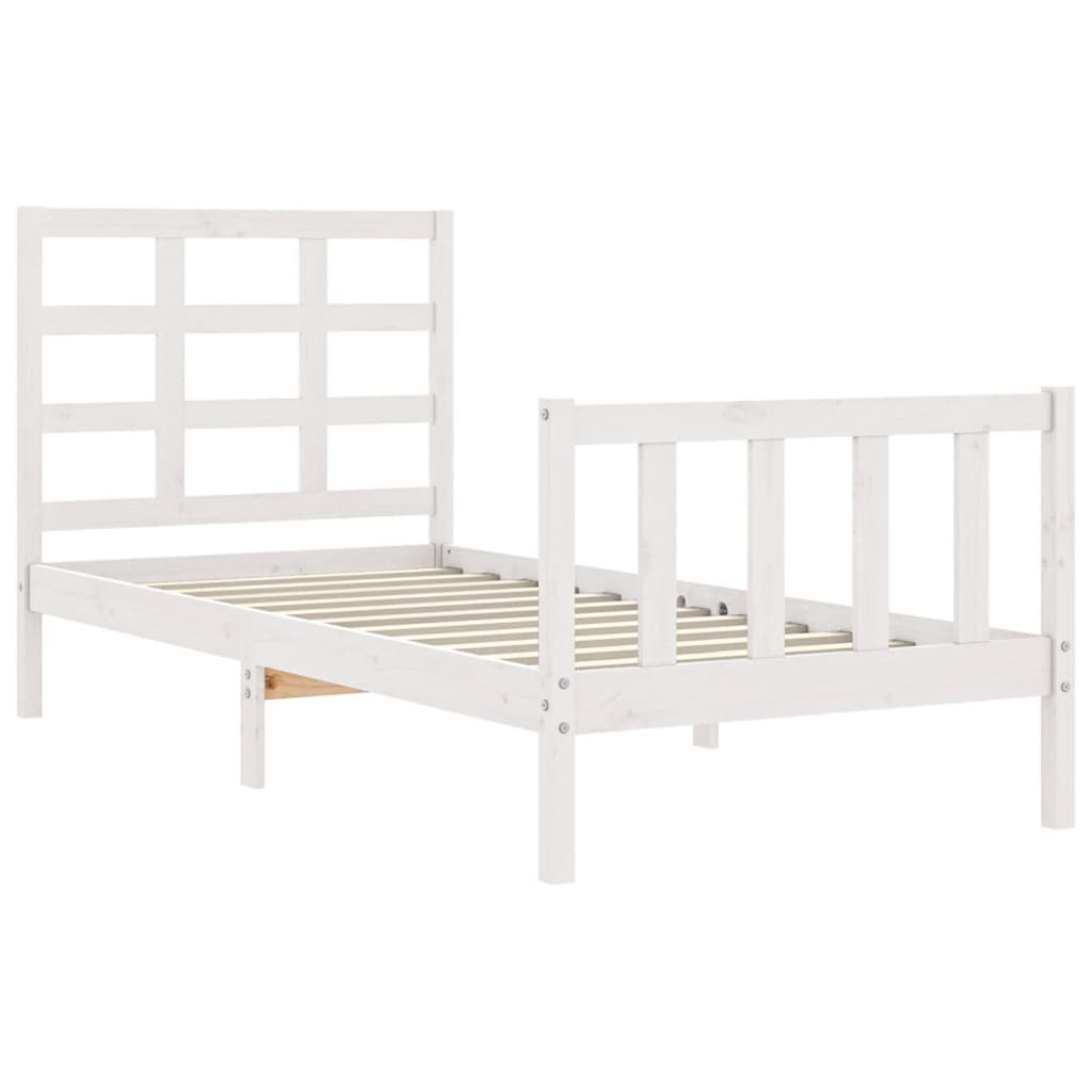 Cadre de lit sans matelas blanc bois de pin massif - XIOS