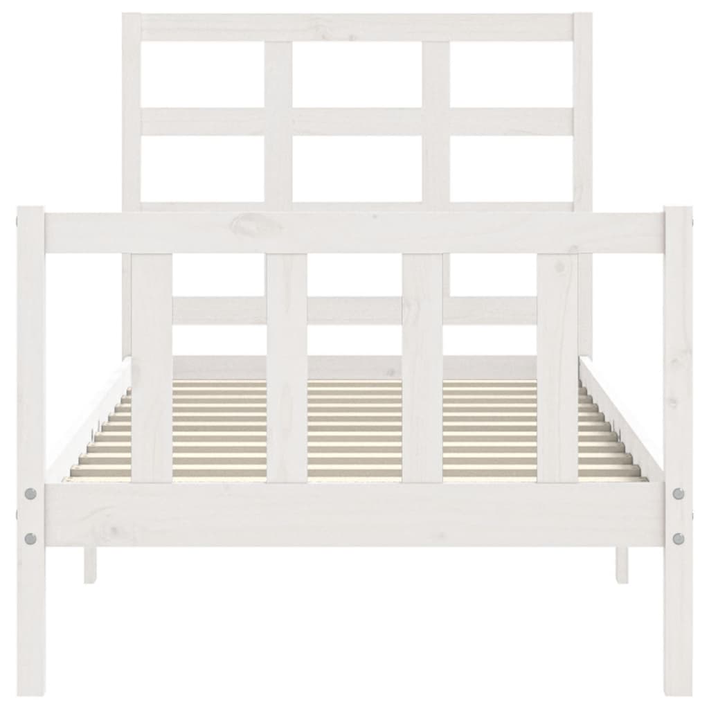 Cadre de lit sans matelas blanc 90x190 cm bois de pin massif - XIOS