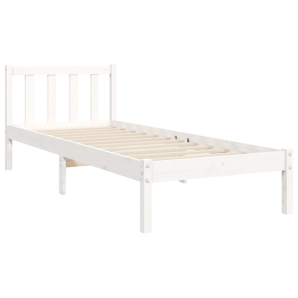 Cadre de lit sans matelas blanc 90x200 cm bois de pin massif - XIOS