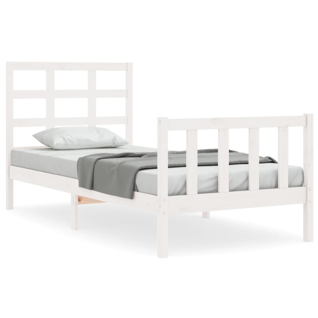 Cadre de lit sans matelas blanc 100x200 cm bois de pin massif - XIOS