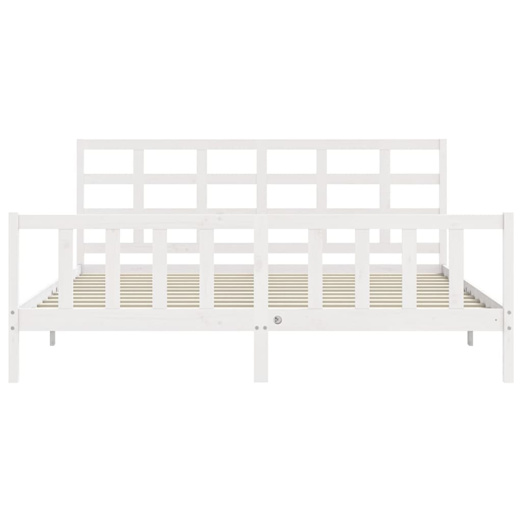Cadre de lit sans matelas blanc 200x200 cm bois massif de pin - XIOS