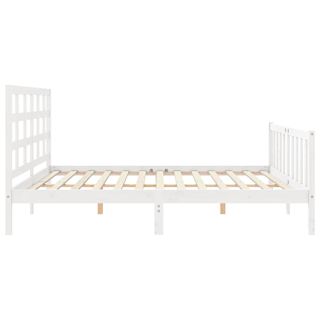 Cadre de lit sans matelas blanc 200x200 cm bois massif de pin - XIOS