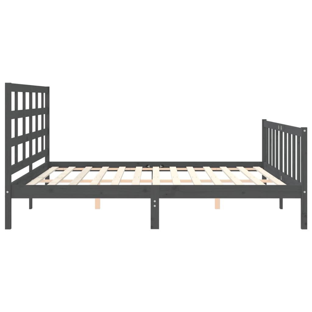 Cadre de lit sans matelas gris 200x200 cm bois massif de pin - XIOS
