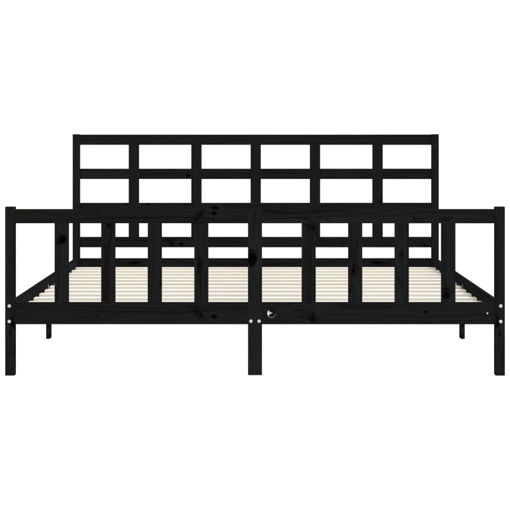 Cadre de lit sans matelas noir 200x200 cm bois massif de pin - XIOS