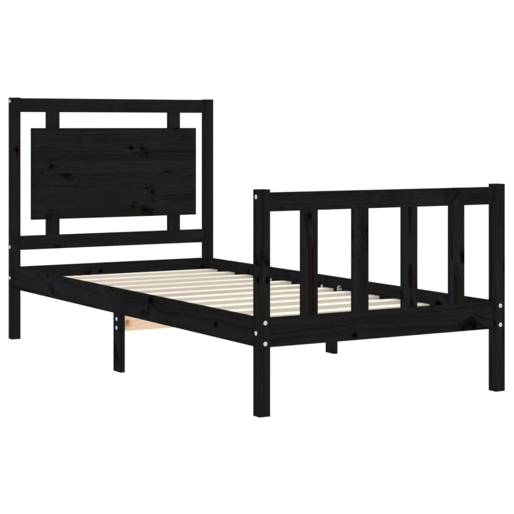 Cadre de lit sans matelas noir bois de pin massif - XIOS