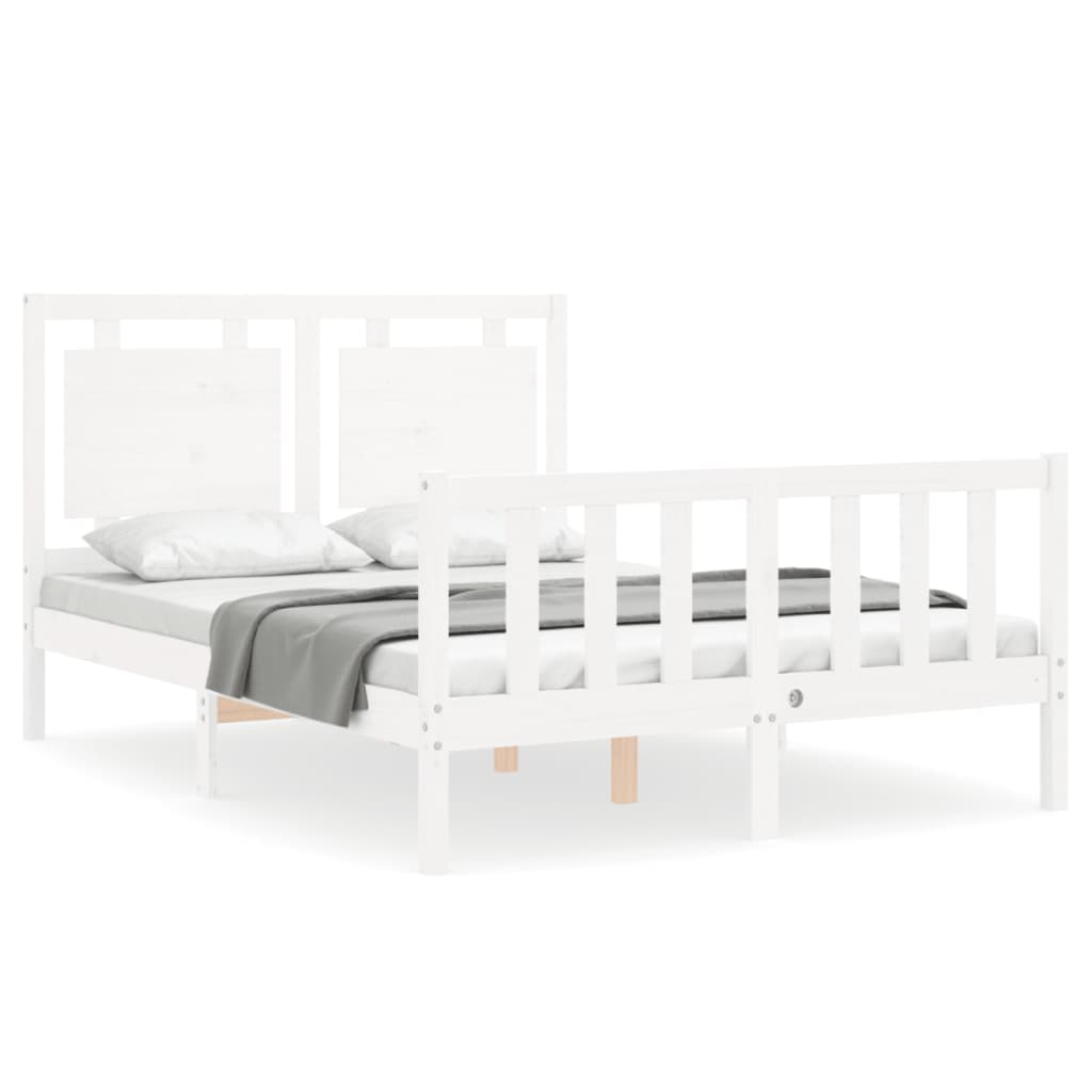 Cadre de lit sans matelas blanc bois de pin massif - XIOS