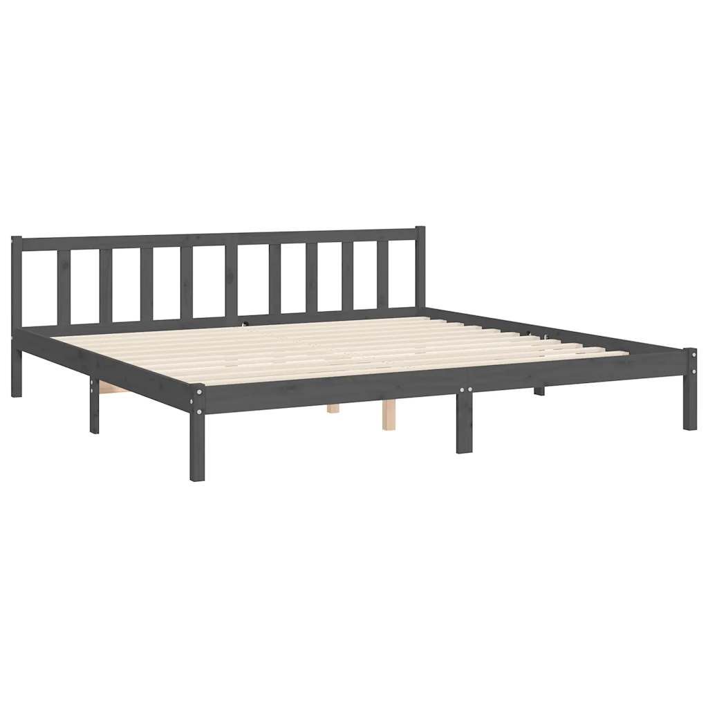 Cadre de lit sans matelas gris 200x200 cm bois massif de pin - XIOS