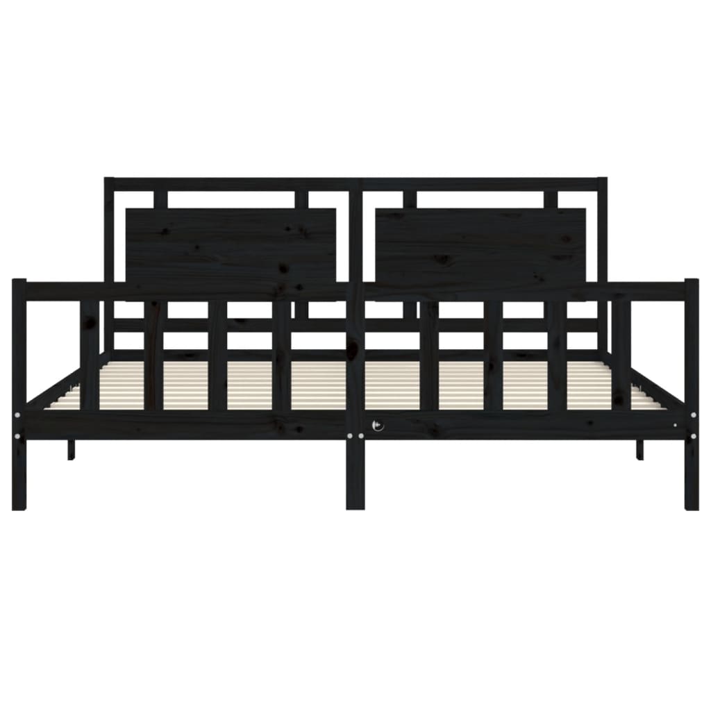Cadre de lit sans matelas noir 200x200 cm bois massif de pin - XIOS