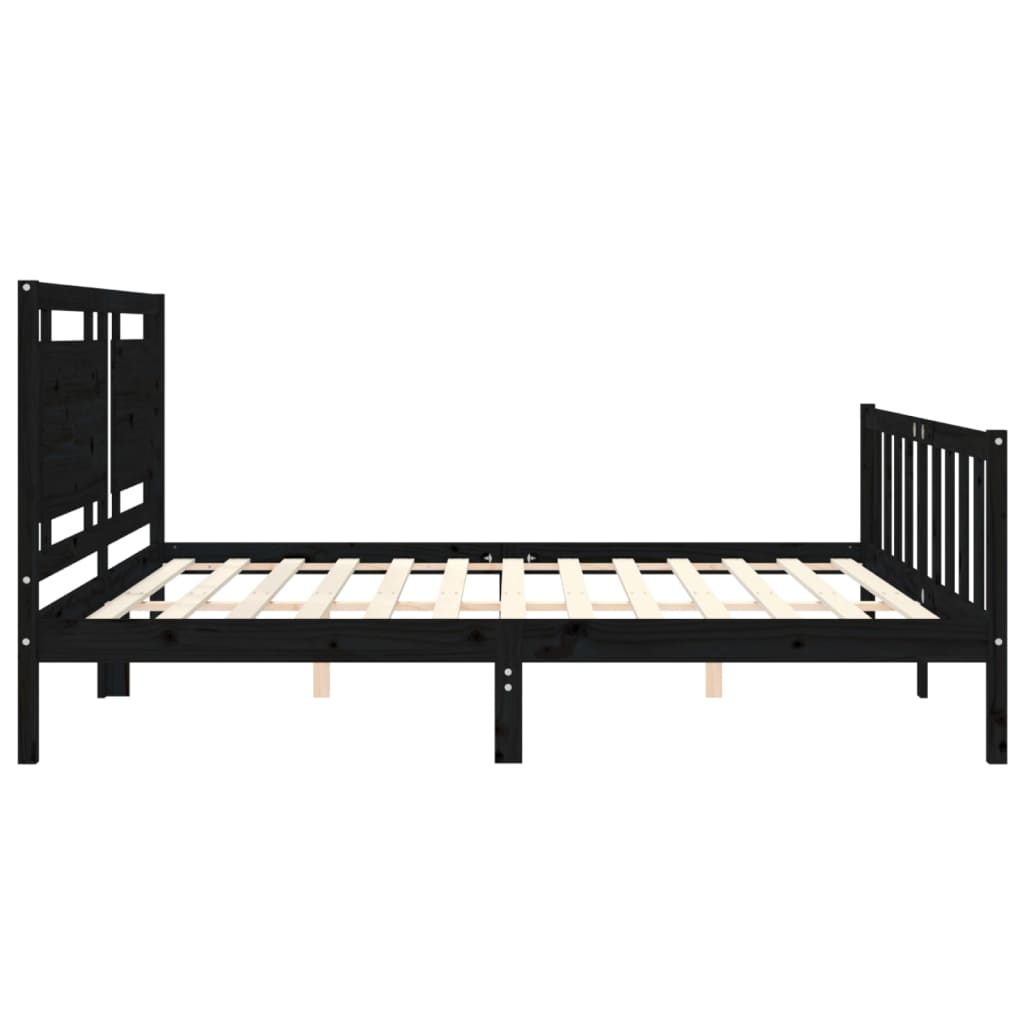 Cadre de lit sans matelas noir 200x200 cm bois massif de pin - XIOS