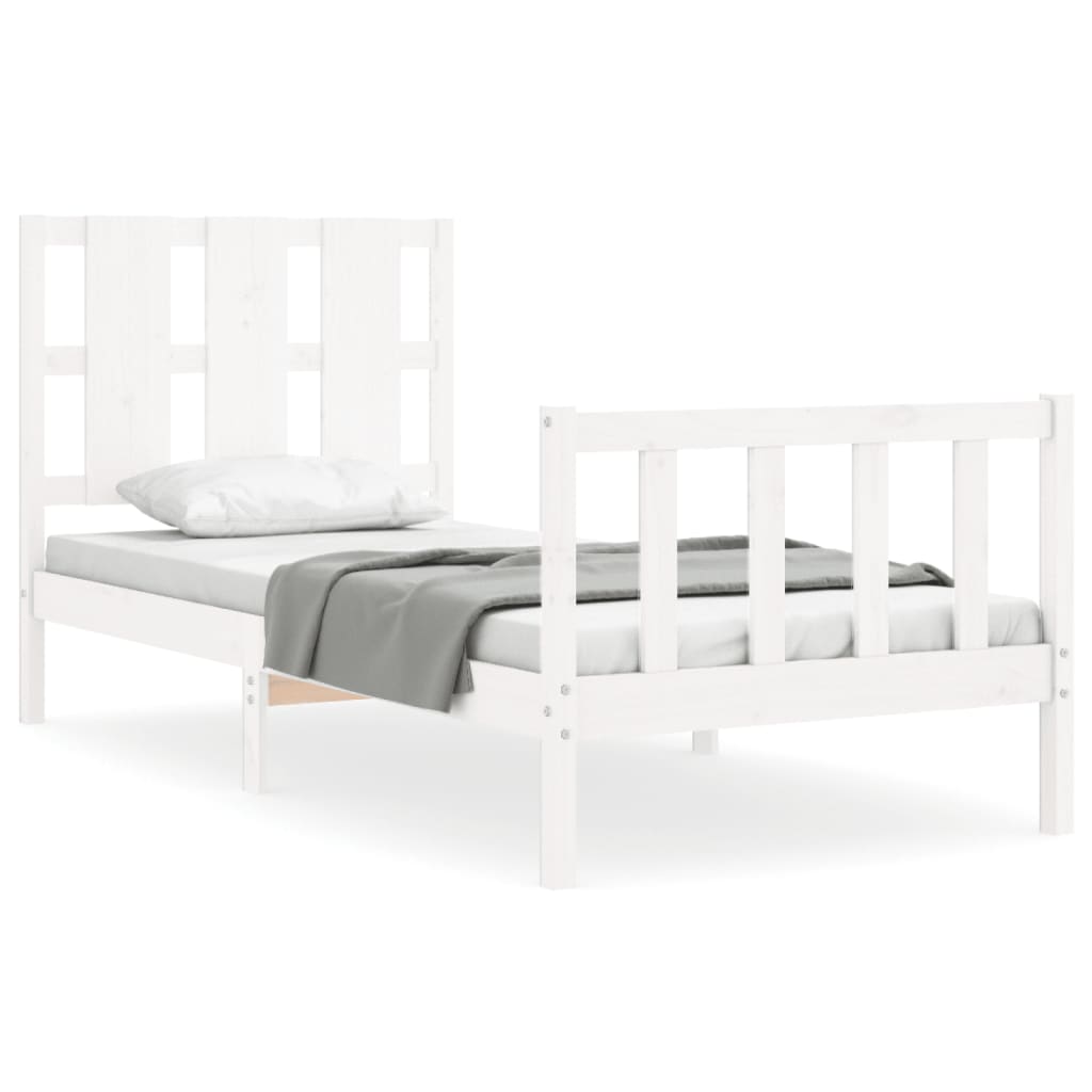 Cadre de lit sans matelas blanc bois de pin massif - XIOS