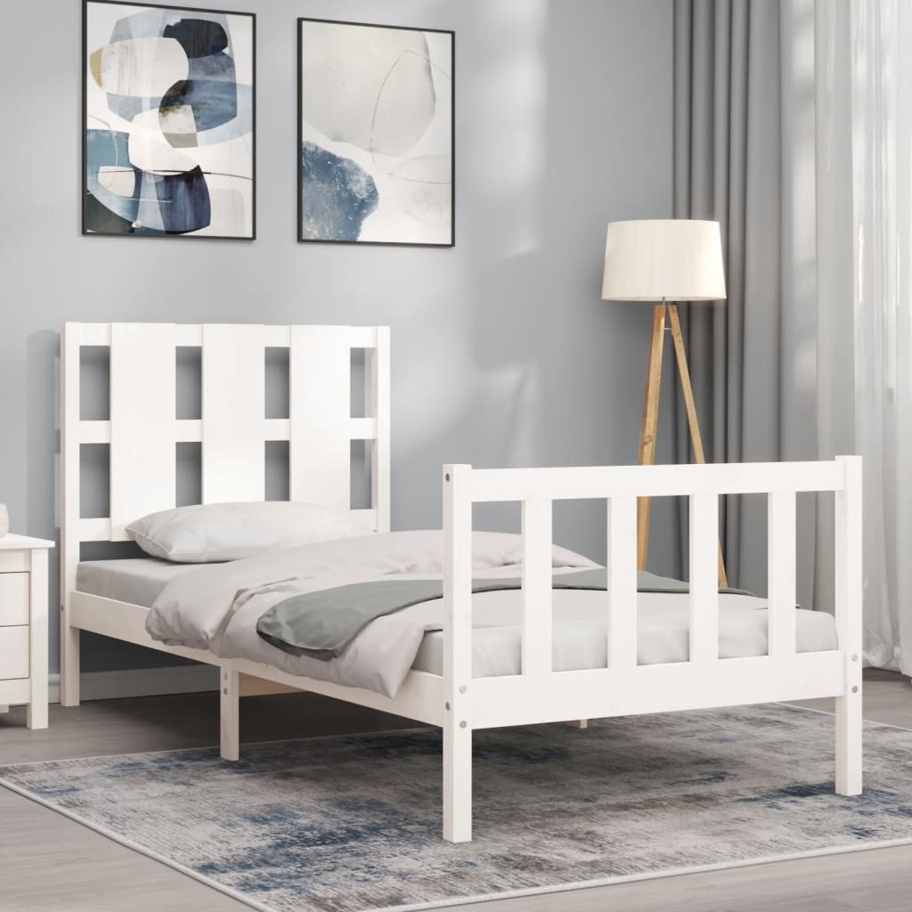 Cadre de lit sans matelas blanc bois de pin massif - XIOS