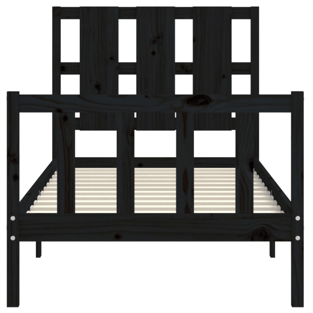 Cadre de lit sans matelas noir bois de pin massif - XIOS