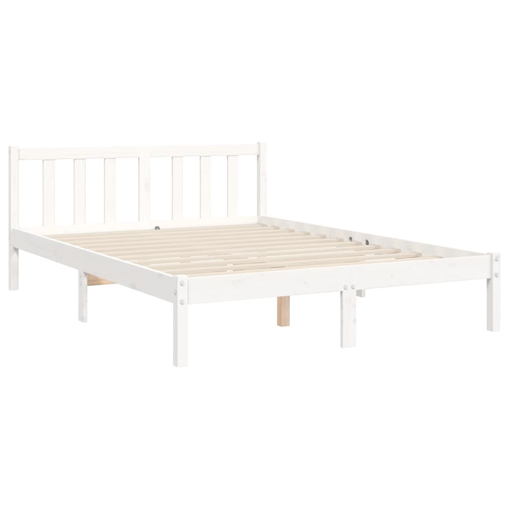 Cadre de lit sans matelas blanc bois de pin massif - XIOS