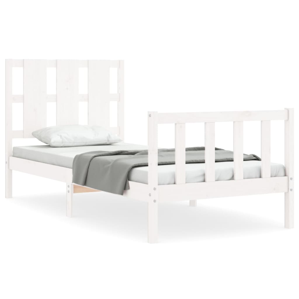 Cadre de lit sans matelas blanc 90x200 cm bois de pin massif - XIOS