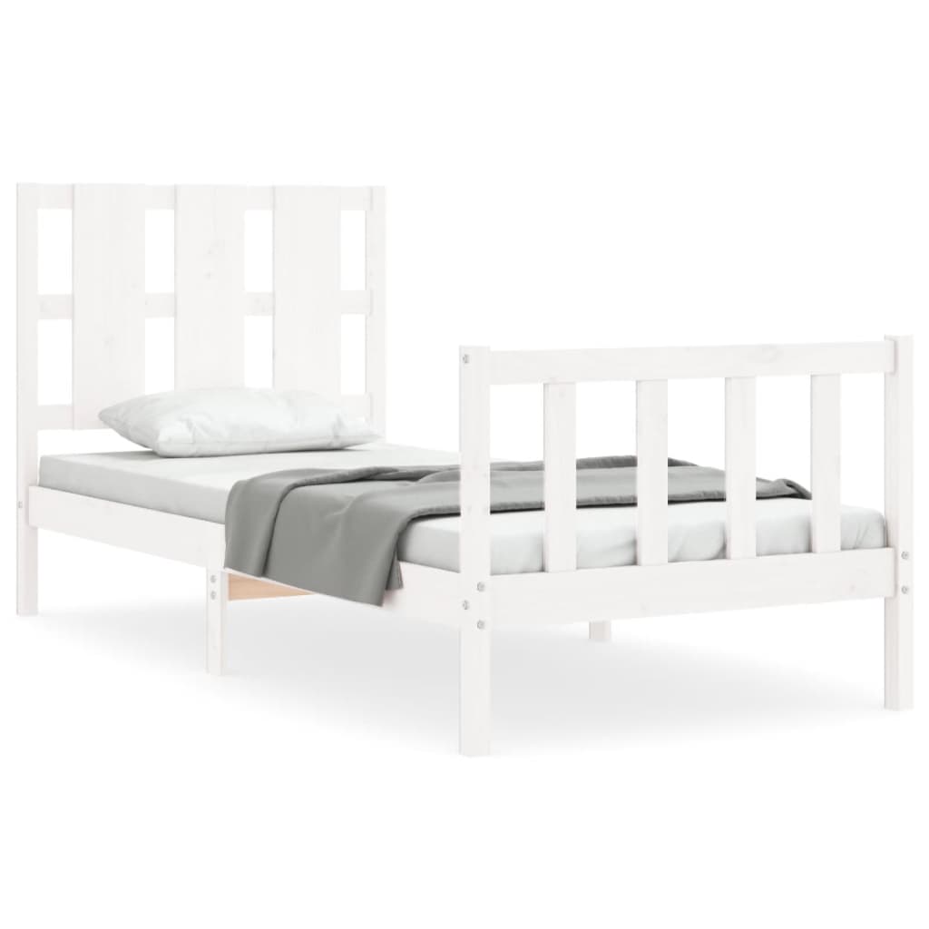 Cadre de lit sans matelas blanc 100x200 cm bois de pin massif - XIOS