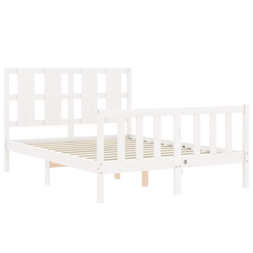 Cadre de lit sans matelas blanc 120x200 cm bois de pin massif - XIOS