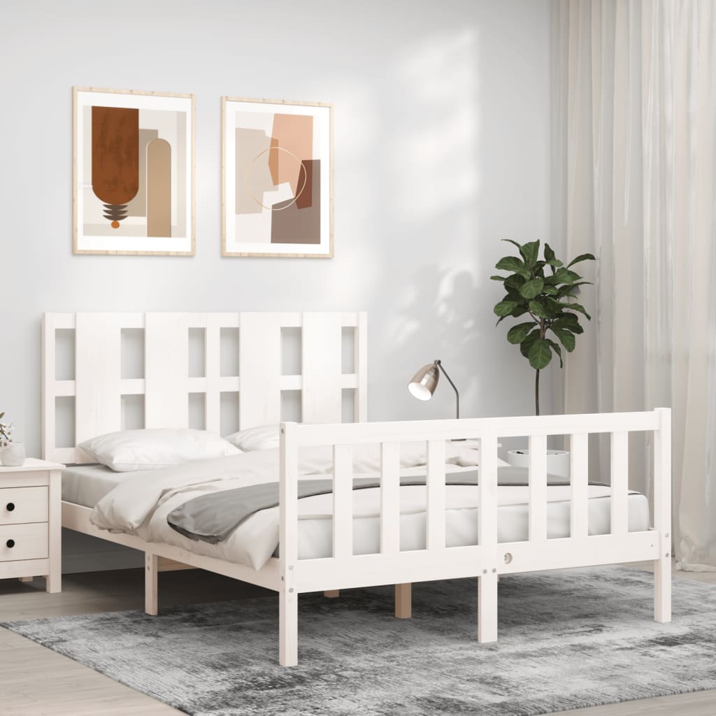 Cadre de lit sans matelas blanc 120x200 cm bois de pin massif - XIOS