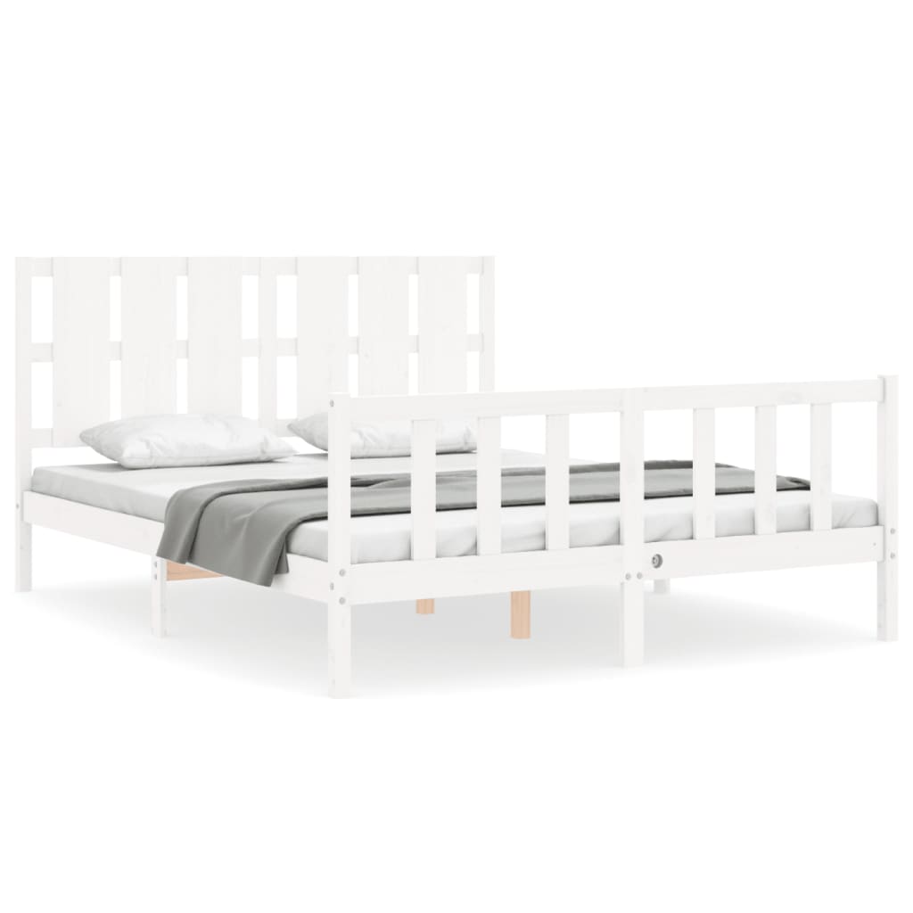 Cadre de lit sans matelas blanc bois de pin massif - XIOS