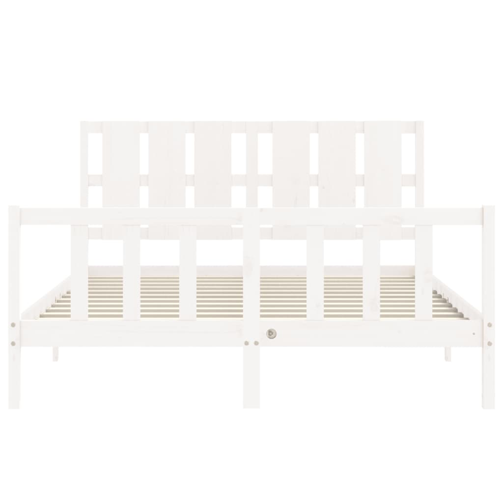 Cadre de lit sans matelas blanc bois de pin massif - XIOS