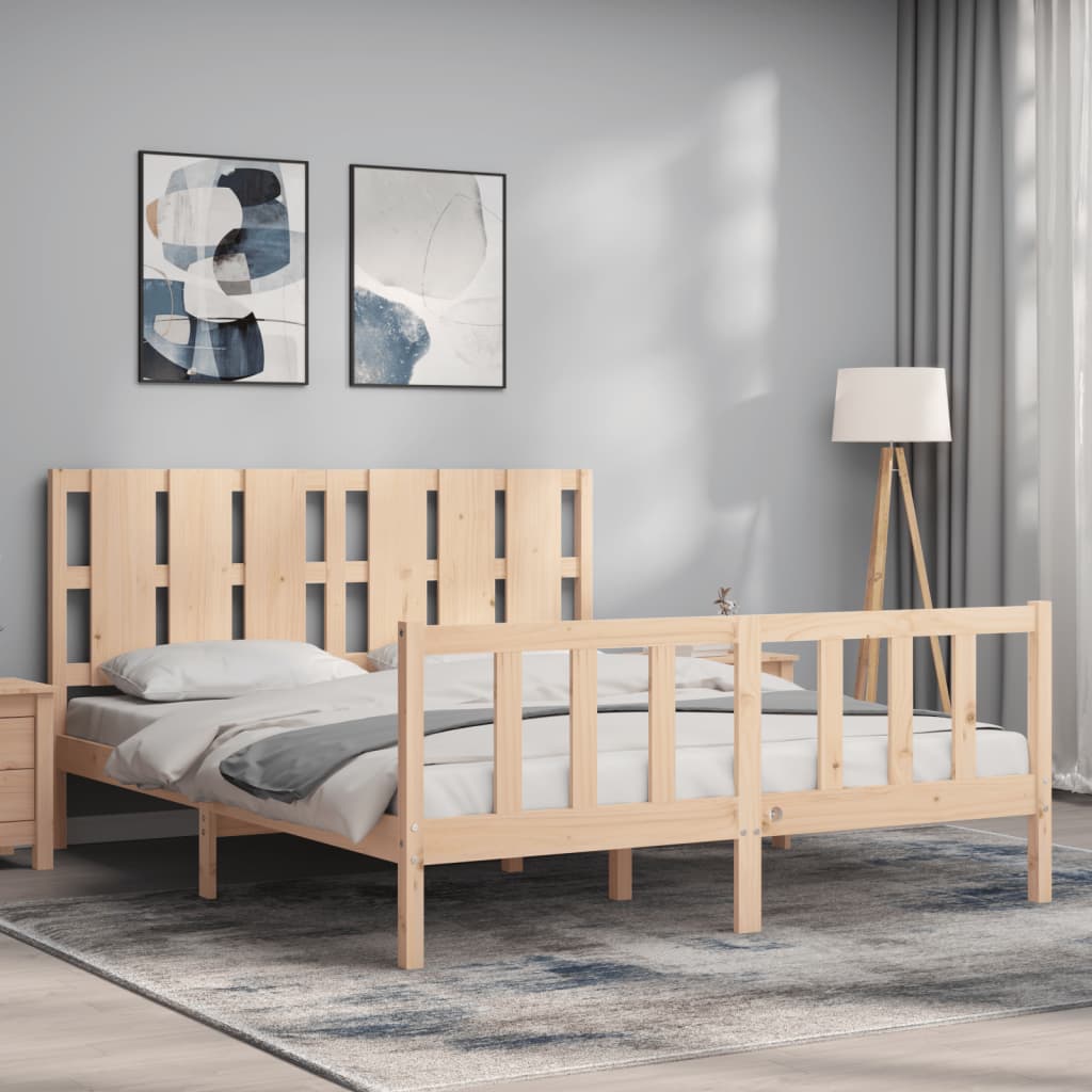 Cadre de lit sans matelas 160x200 cm bois massif de pin - XIOS