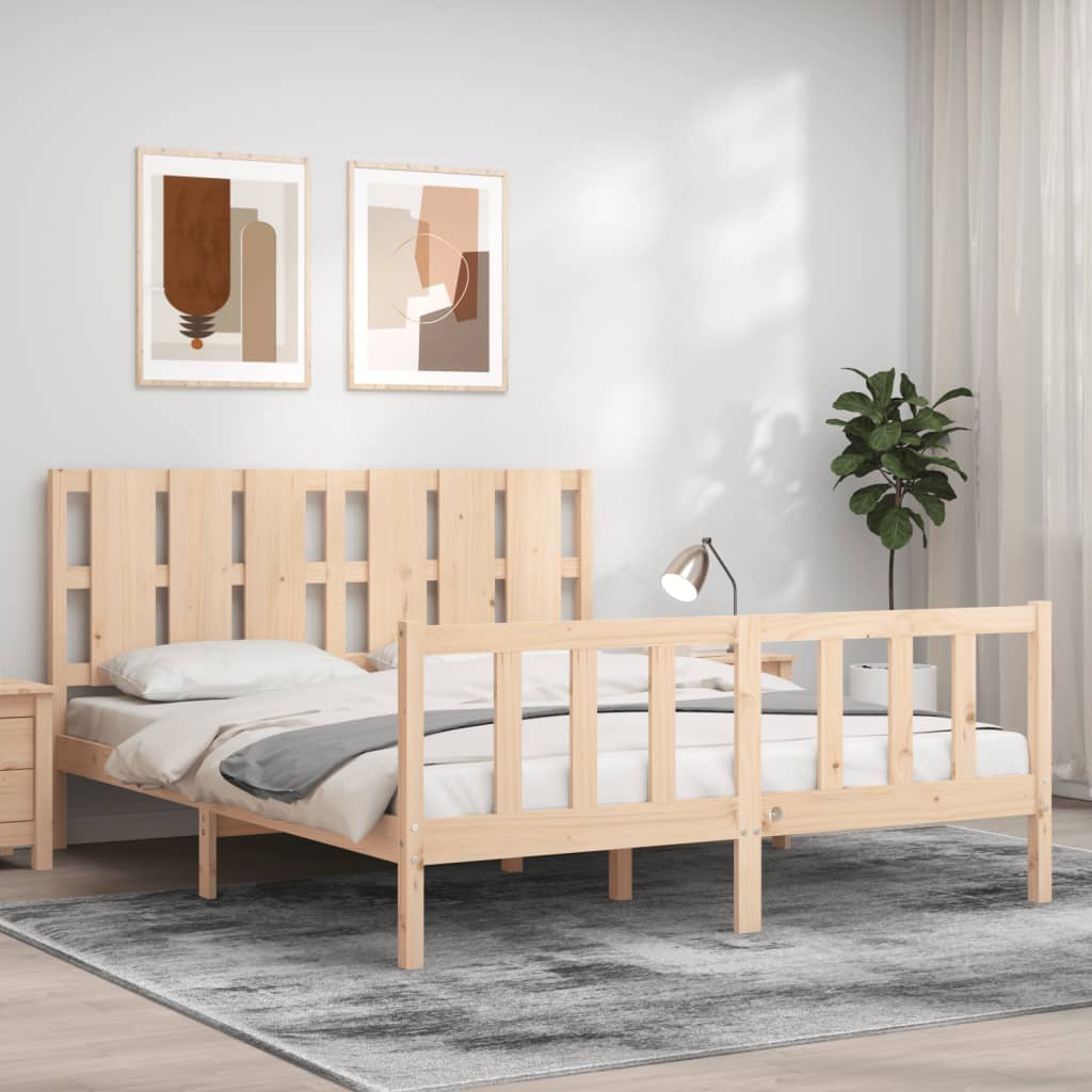 Cadre de lit sans matelas 160x200 cm bois massif de pin - XIOS