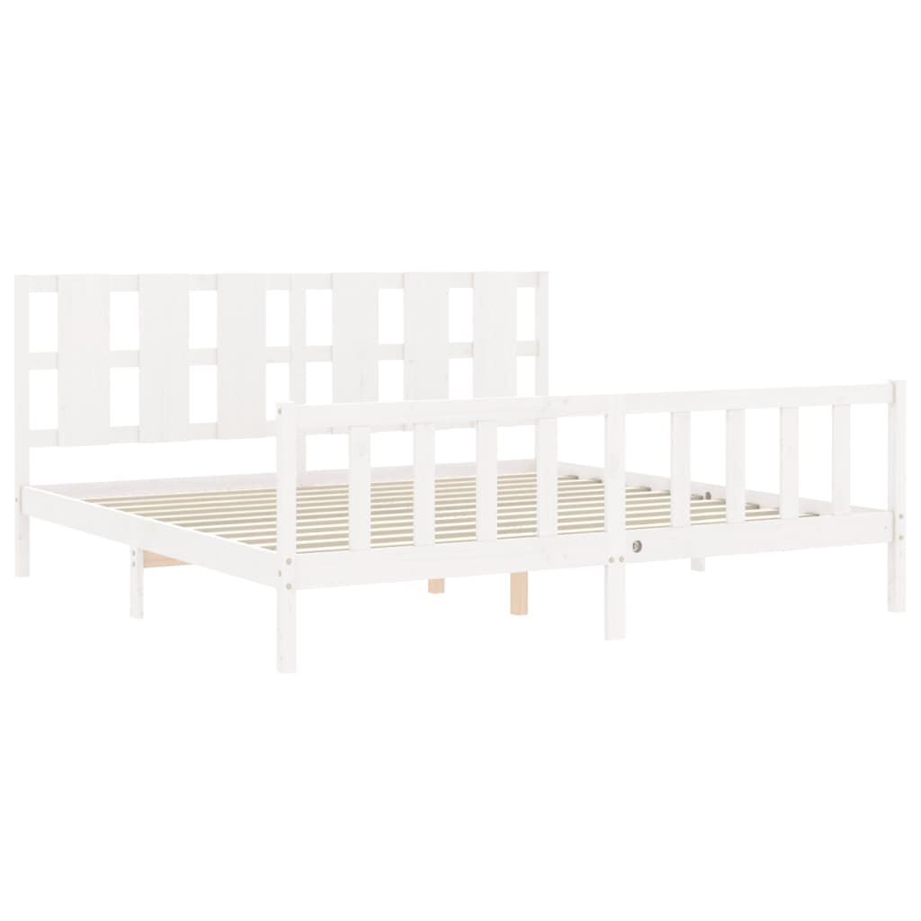 Cadre de lit sans matelas blanc bois de pin massif - XIOS