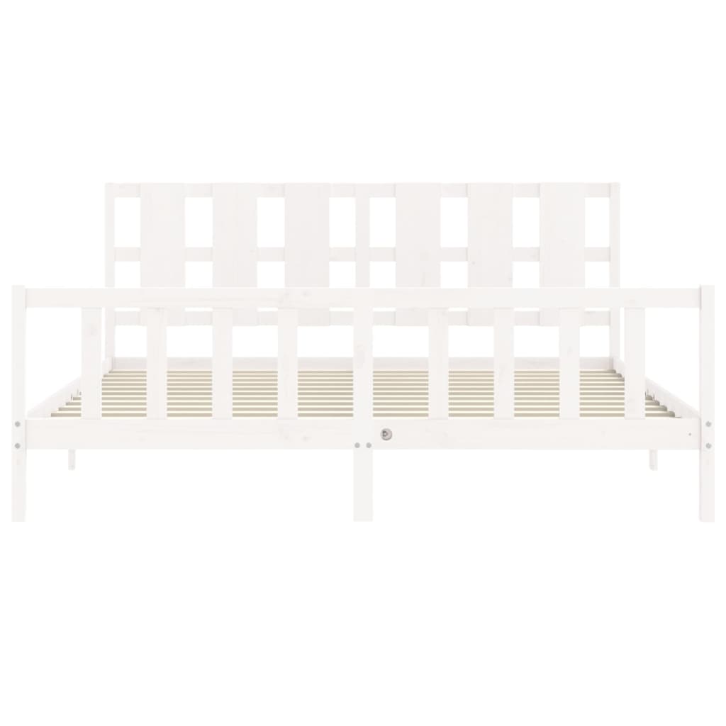 Cadre de lit sans matelas blanc bois de pin massif - XIOS