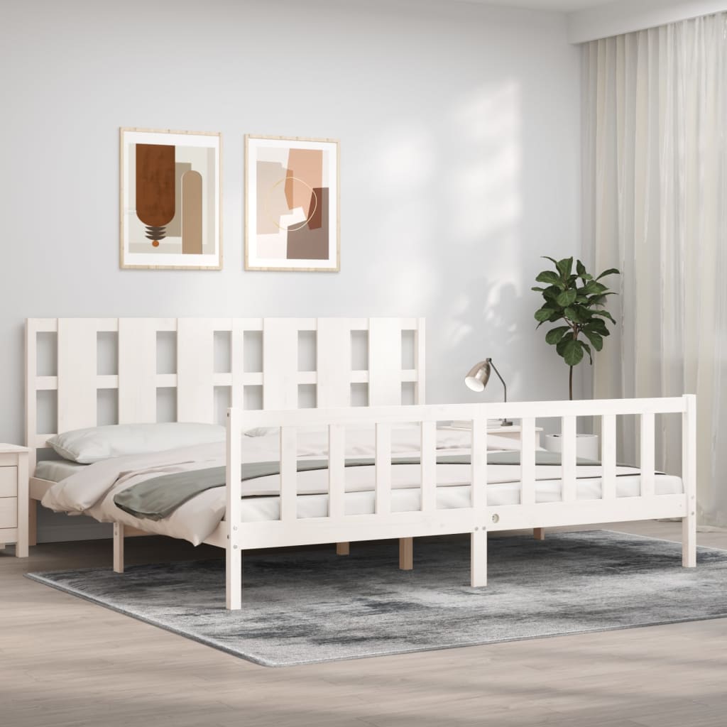 Cadre de lit sans matelas blanc bois de pin massif - XIOS