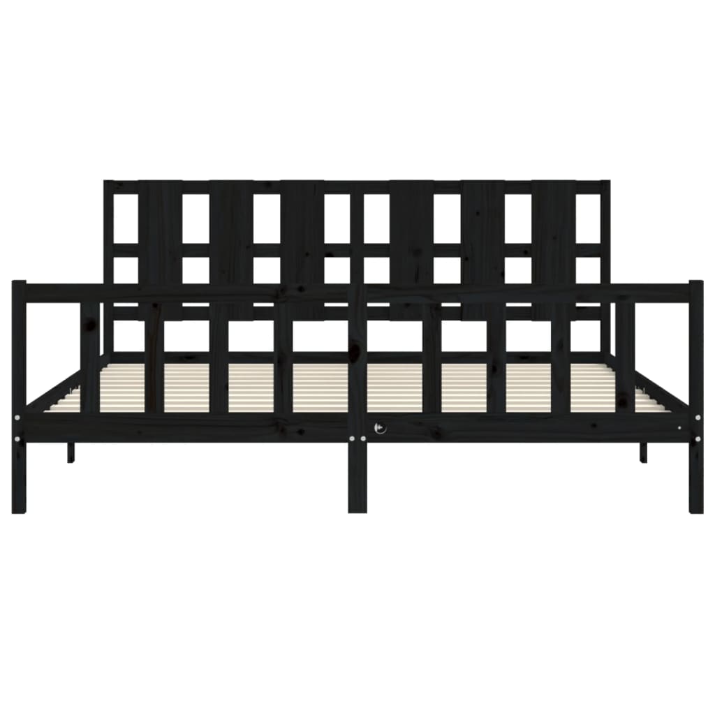 Cadre de lit sans matelas noir 200x200 cm bois massif de pin - XIOS