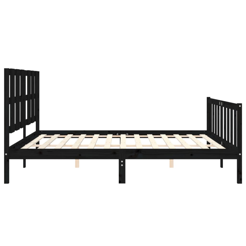 Cadre de lit sans matelas noir 200x200 cm bois massif de pin - XIOS