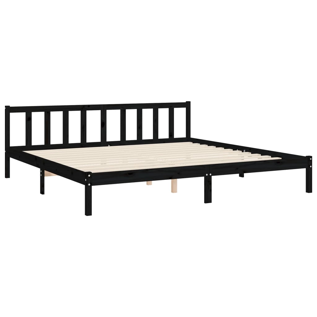 Cadre de lit sans matelas noir 200x200 cm bois massif de pin - XIOS