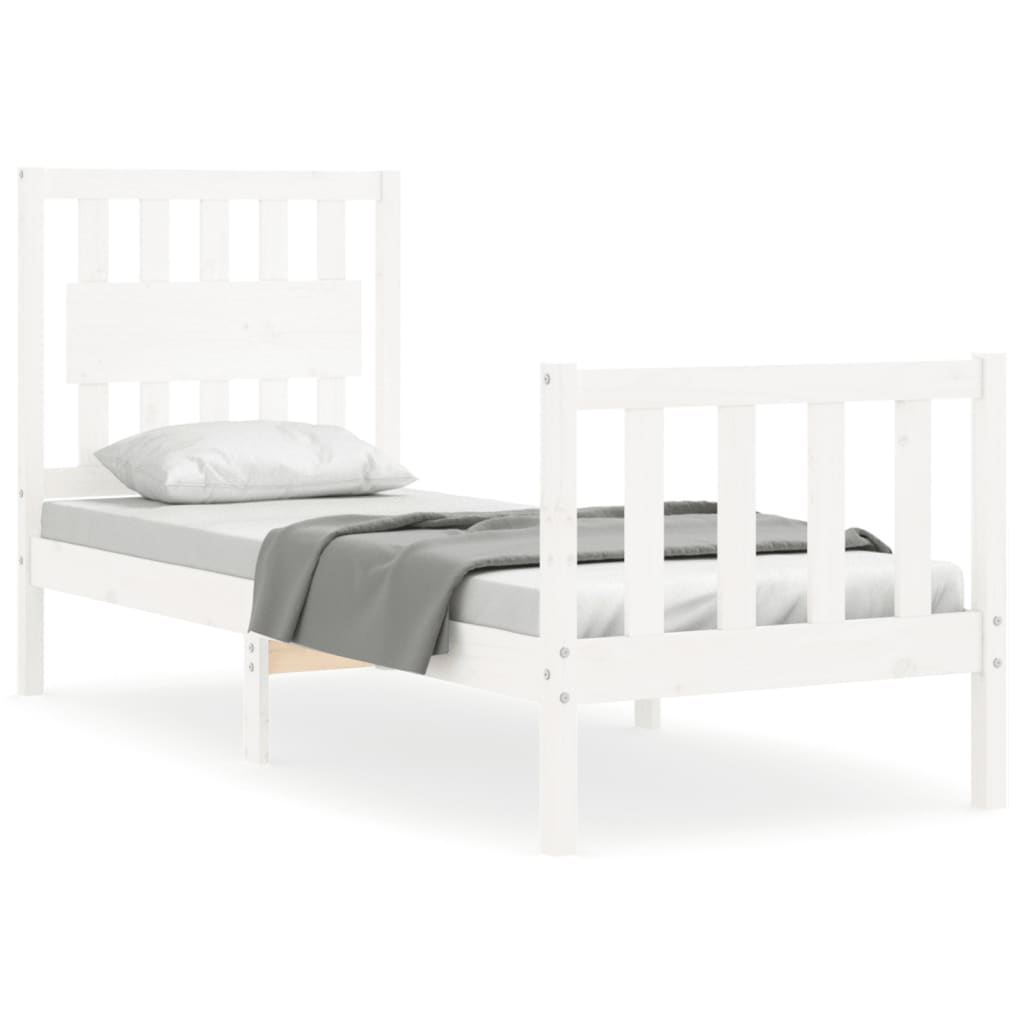 Cadre de lit sans matelas blanc bois de pin massif - XIOS