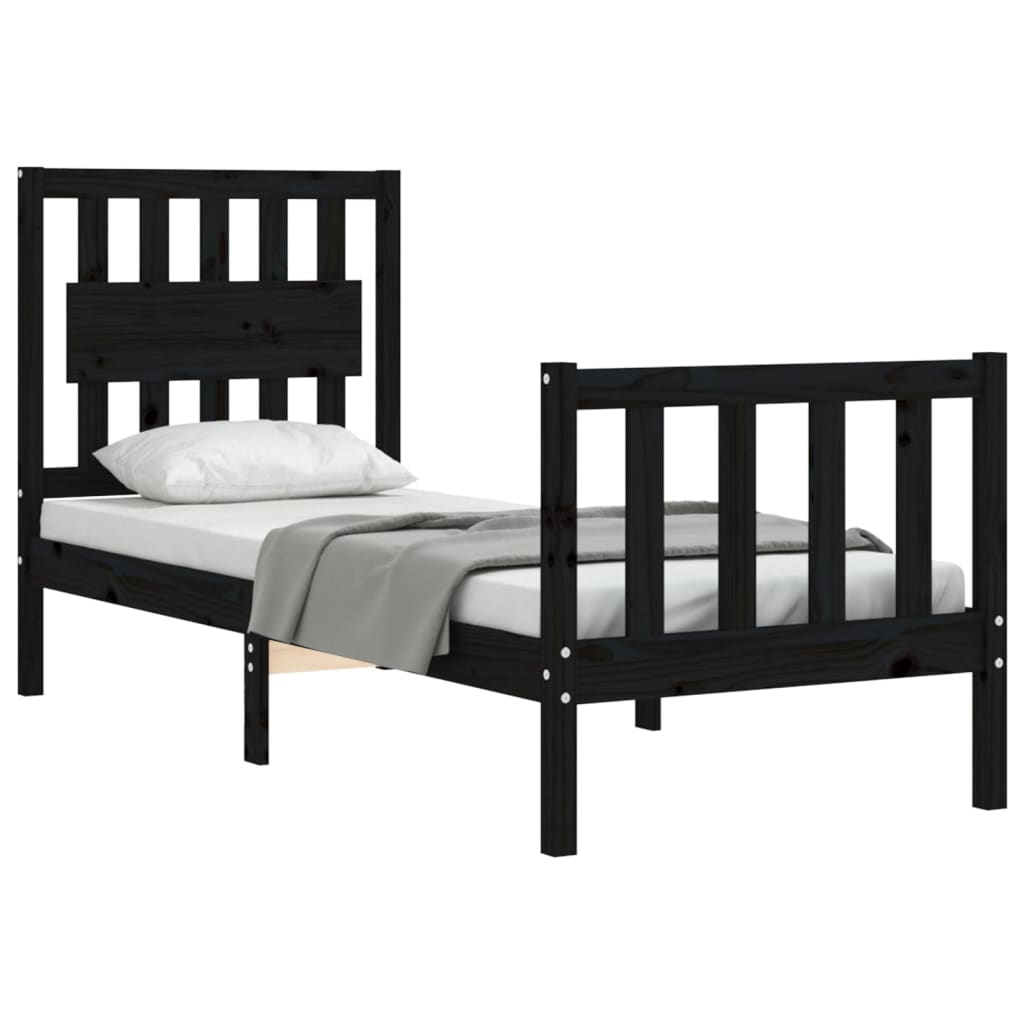 Cadre de lit sans matelas noir bois de pin massif - XIOS