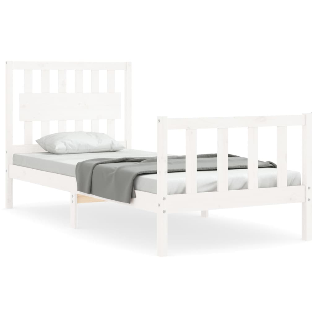 Cadre de lit sans matelas blanc 90x200 cm bois de pin massif - XIOS