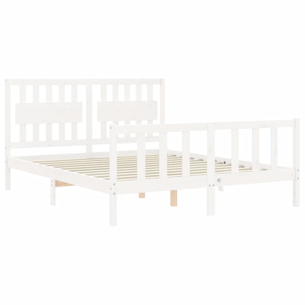 Cadre de lit sans matelas blanc bois de pin massif - XIOS