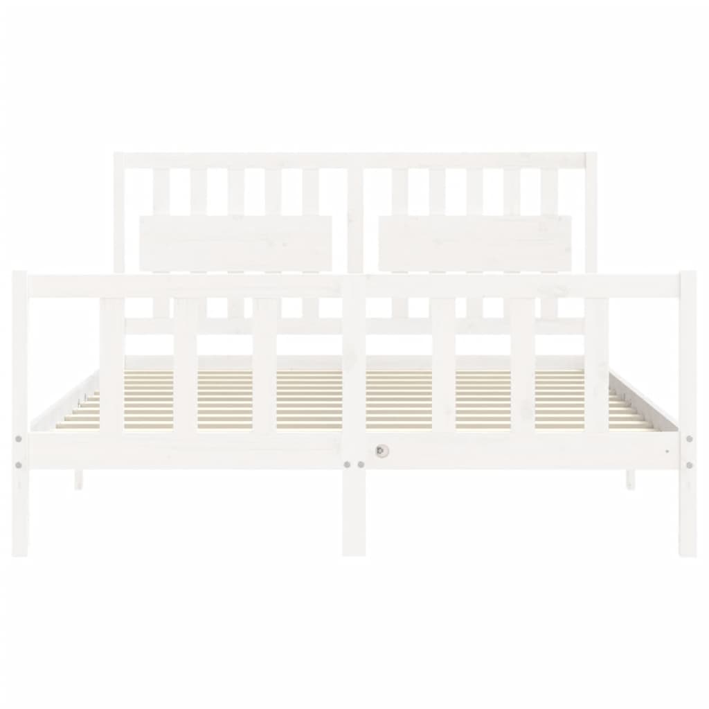Cadre de lit sans matelas blanc bois de pin massif - XIOS