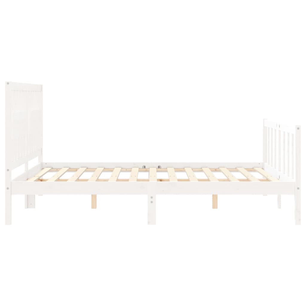 Cadre de lit sans matelas blanc bois de pin massif - XIOS