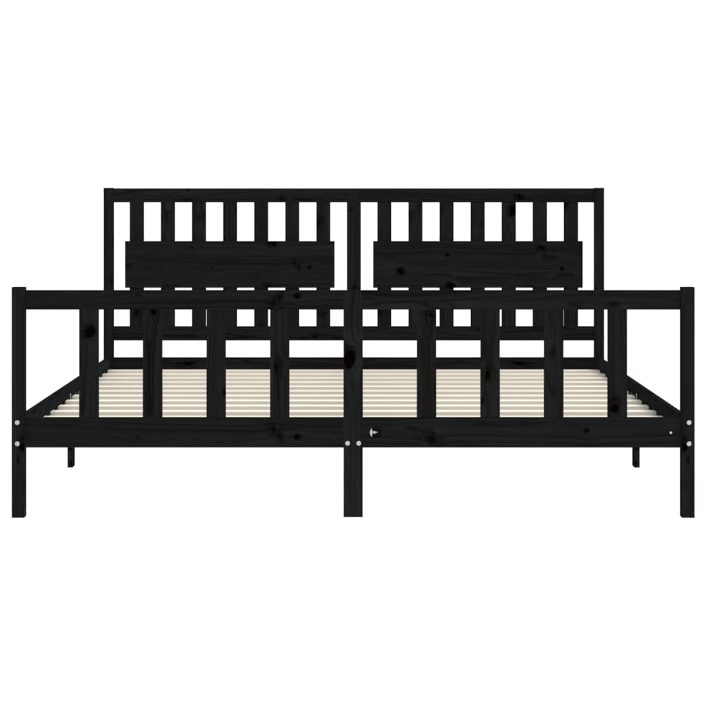 Cadre de lit sans matelas noir 200x200 cm bois massif de pin - XIOS