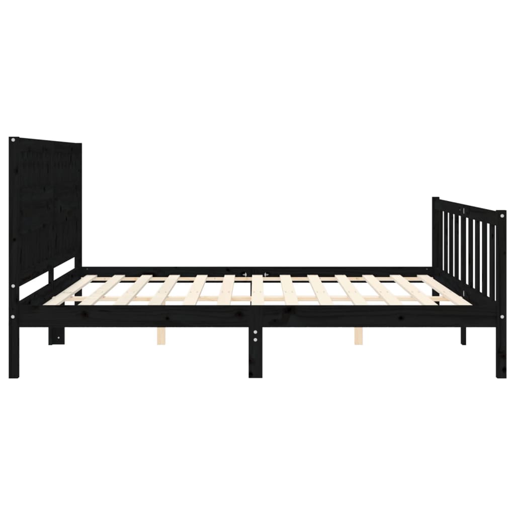 Cadre de lit sans matelas noir 200x200 cm bois massif de pin - XIOS