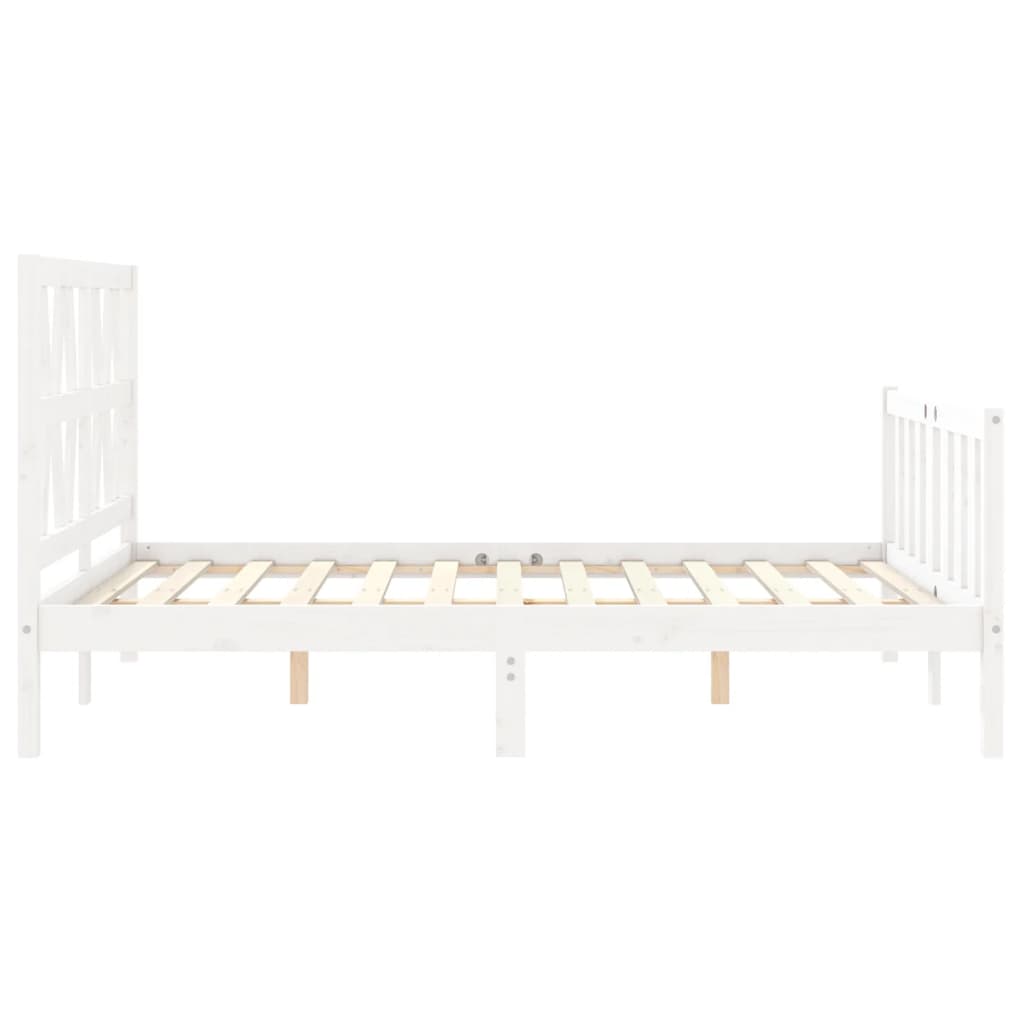 Cadre de lit sans matelas blanc bois de pin massif - XIOS