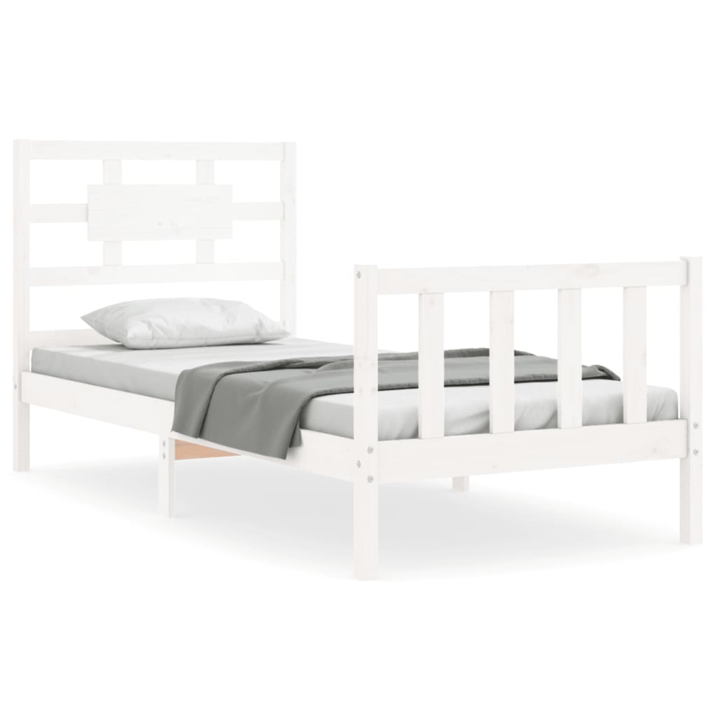 Cadre de lit sans matelas blanc bois de pin massif - XIOS